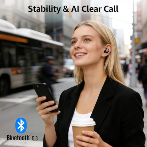 TOZO T6 Wireless Earbuds Bluetooth 5.3 Stereo Sound in Ear Headphones | OrigX Stereo Deep Bass, 40H Playtime, Lighter Ear buds, IPX8 Waterproof, wireless Charging Case, 32 EQs via APP Dark Black