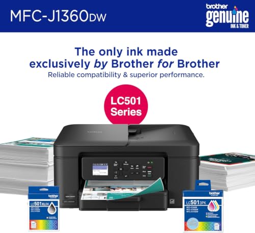 Brother Work Smart 1360 Wireless Color Inkjet All-in-One Print, Scan, Copy | Best-for-home, duplex printing, auto document feeder, mobile printing, 1.8” display, works with Alexa
