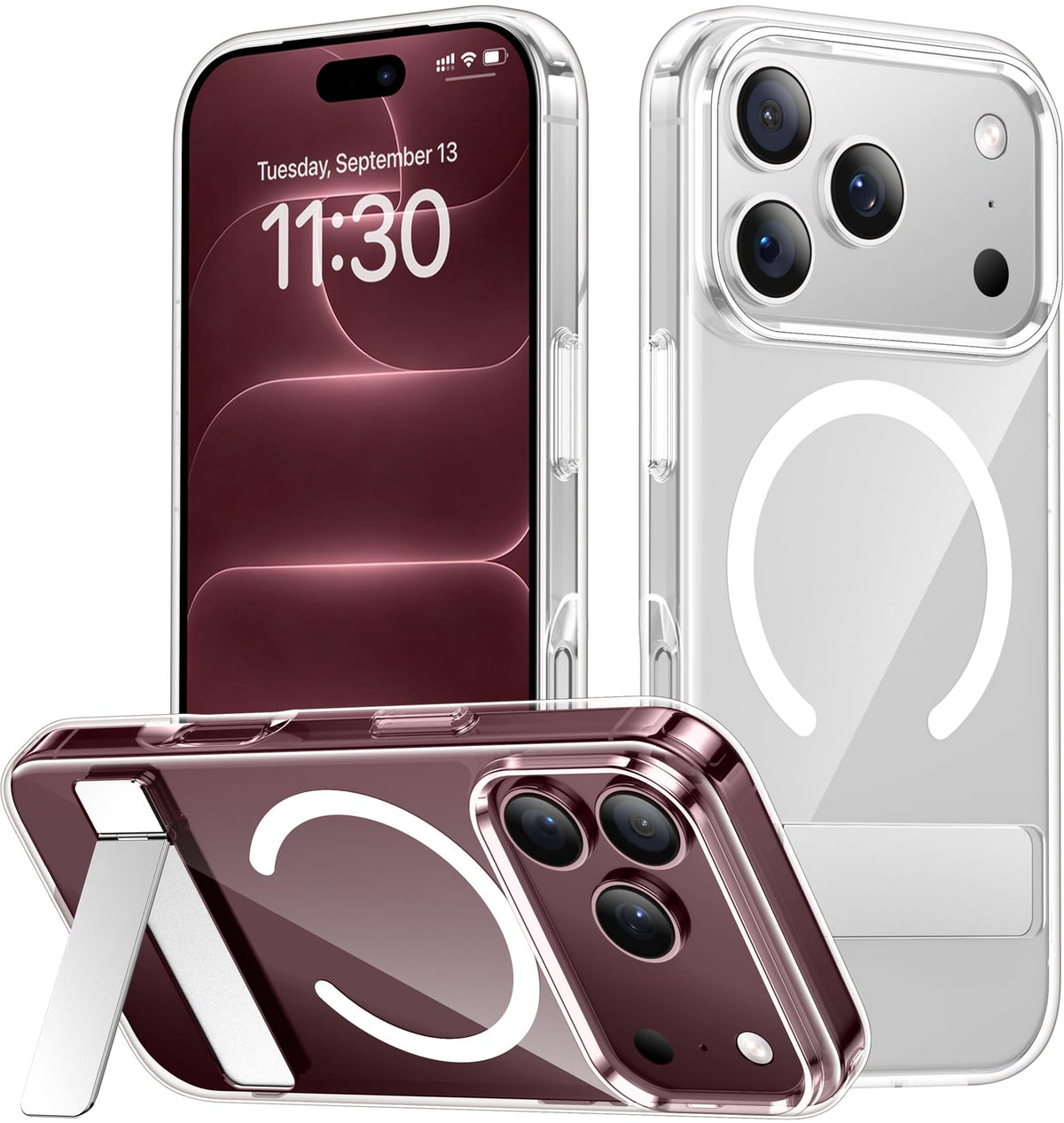 SPIDERCASE for iPhone 18 Pro Max Case/iPhone 17 Pro Max Case,Magnetic,Clear | [3 Stand Ways] Invisible Kickstand|Crystal Clear|Shockproof Slim Phone Case