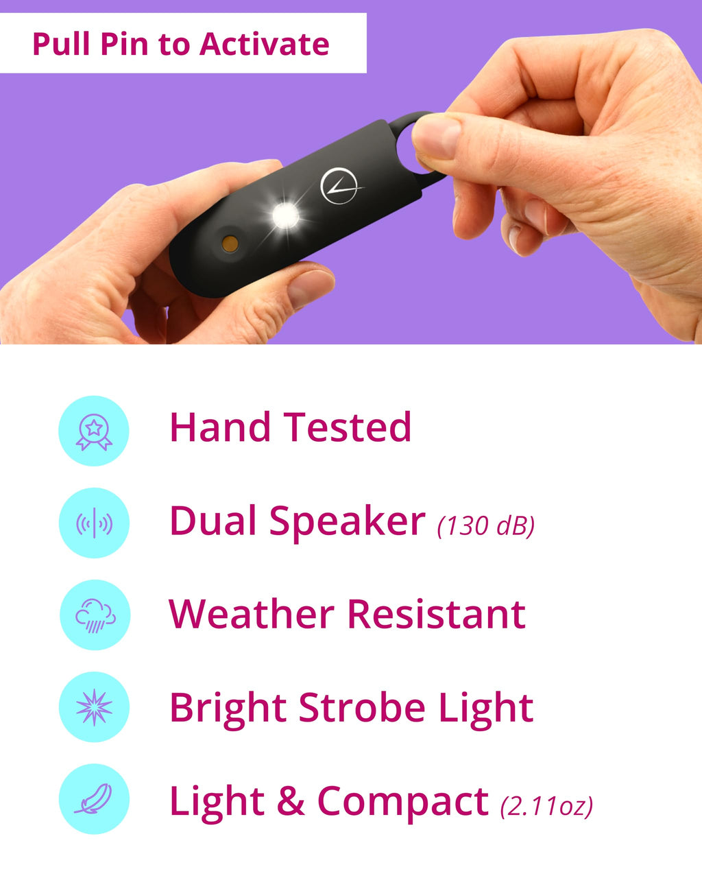 Vantamo Personal Alarm for Self Defense with Low Battery Notice, Strobe Light & Extra Loud 130 dB Double Speakers Safety Keychain Set for Women, Rechargeable Panic Button for Womens Self Defense