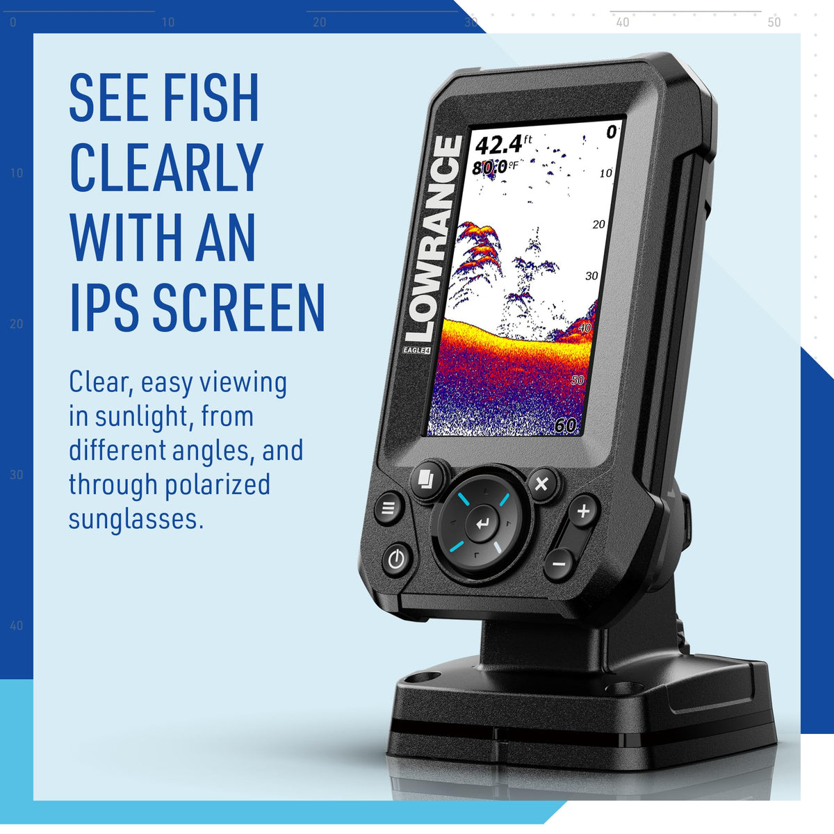 Lowrance Eagle Fish Finder, 4-to-9-inch, Sonar and C-MAP Options | 4, 5, 7 or 9-inch IPS display, Bullet, SplitShot HD or TripleShot HD transducer, C-MAP charts, features vary by model