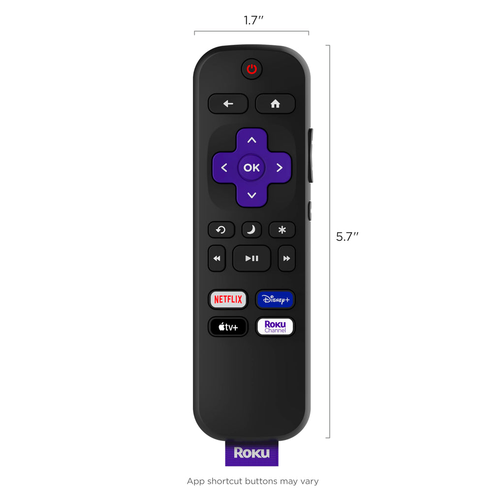 Roku TV Remote Control (Official Manufacturer Product) | Simple Setup & Pre-Set App Shortcuts - Replacement Remote Compatible with RokuTV Models ONLY (Not Roku Players)