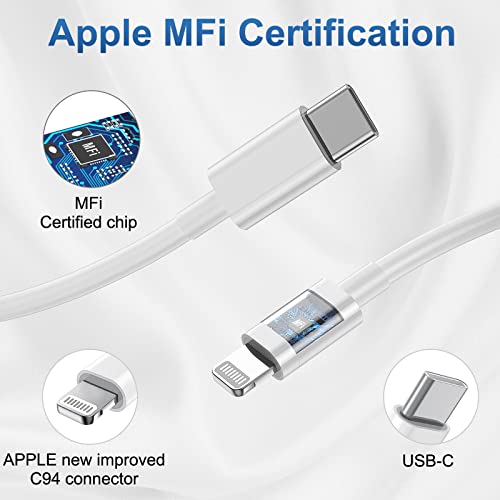 iPhone Charger Fast Charging, USB C Charger Block, 6FT/10FT Lightning Cable | For Apple iPhone 14/13/12/11 Series, 2-Pack 6FT/10FT Long USB C to Lightning Cables, AirPods with Lightning Charging Case