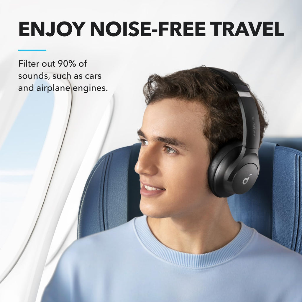Soundcore by Anker Q20i Hybrid Active Noise Cancelling Headphones, Black | Over-Ear, Bluetooth, 40H ANC Playtime, Hi-Res Audio, Big Bass, Transparency Mode, Customize via App, Travel, Home, Office