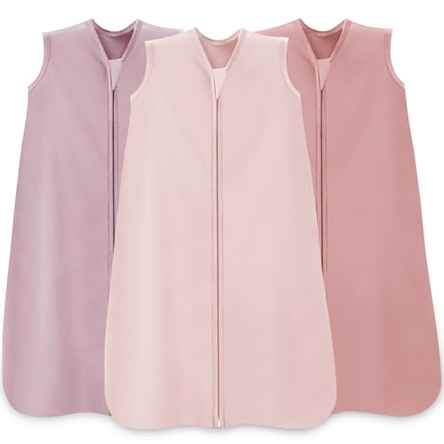 Baby Sleep Sack 0-6 Months, 100% Cotton Wearable Blanket, 0.5 Tog, 3 Pack | Lightweight Infant Sleeping Bags, for Newborn Toddler, 2-Way Zipper for Easy Change, Soft and Breathable,Baby Sleep Essential