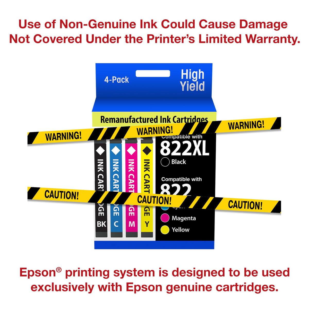 EPSON 822 DURABrite Ultra Ink High Capacity Black & Standard Color Cartridge Combo Pack (T822XL-BCS) Works with WorkForce Pro WF-3820,3823, 4820, 4830, 4833, 4834