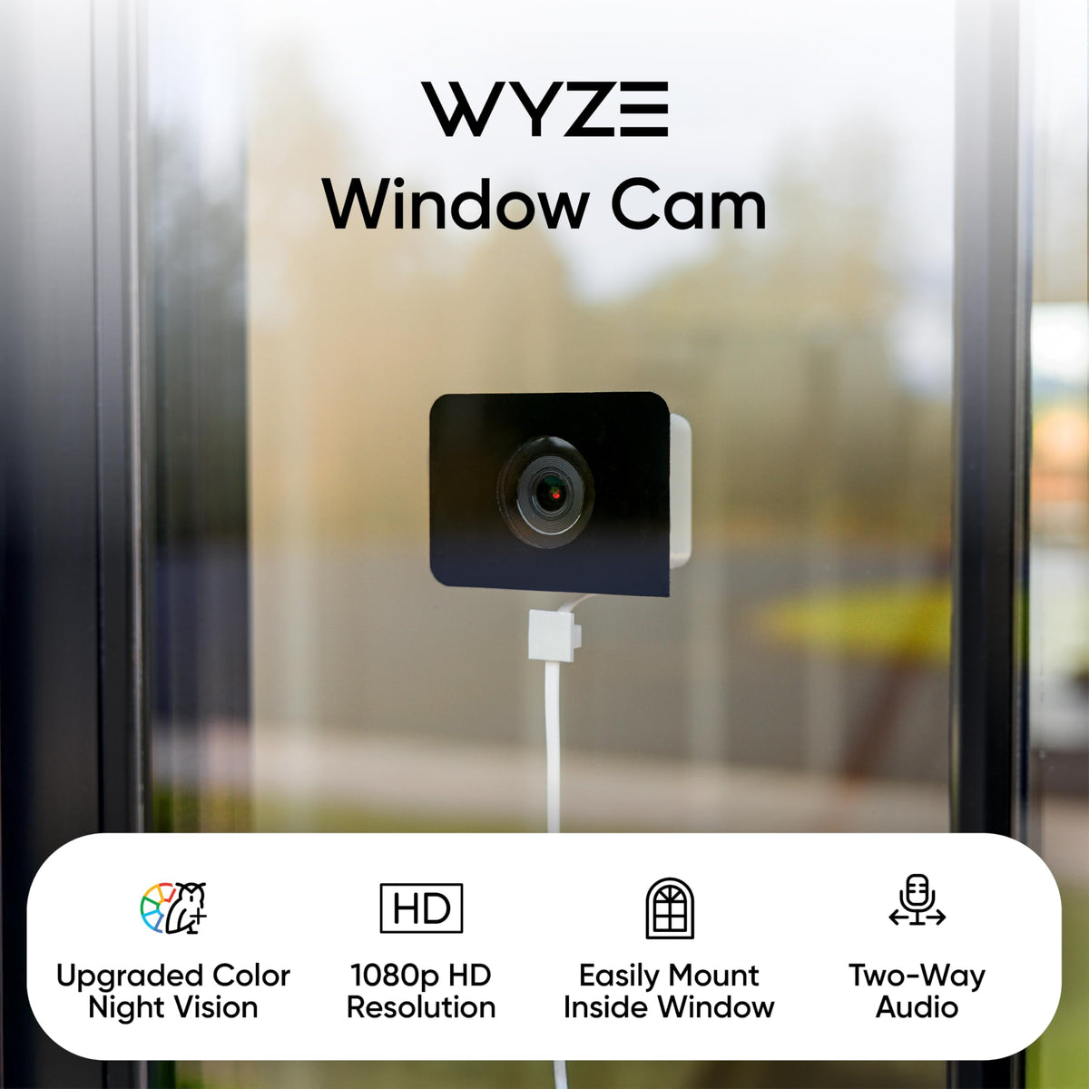 WYZE Window Camera, WiFi Indoor Security Cam, Anti-Glare Color Night Vision