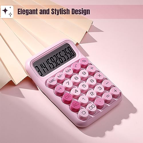 Mr. Pen- Mechanical Switch Calculator, 12 Digit Large LCD Display, Pink | With Big Buttons, Mechanical Switch Calculator for Home, School, Office