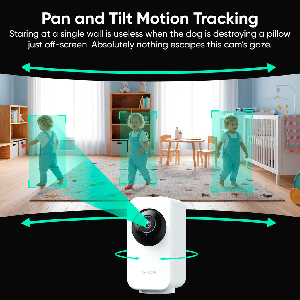 WYZE Indoor Cam Pan, 2K Pan-Tilt Security Camera for Baby/Pet Monitoring | AI Motion Tracking, IR Night Vision, 2-Way Audio, Physical Privacy Mode, Works with Alexa and Google Assistant