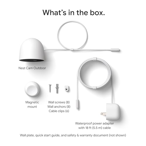 Google Nest Cam Outdoor (Wired, 2nd Gen) - Security Camera - 2025 - Snow | 2K video, motion detection, color night vision, 2-way audio, works with Google Home and Gemini, weather resistant