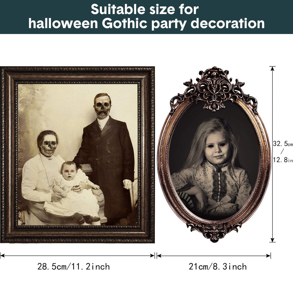 DUAIAI Halloween Decorations, 12 Pieces Laminated Halloween Gothic Decor Poster Frames Durable Haunted House Creepy Portraits Pictures Spooky Home Decor