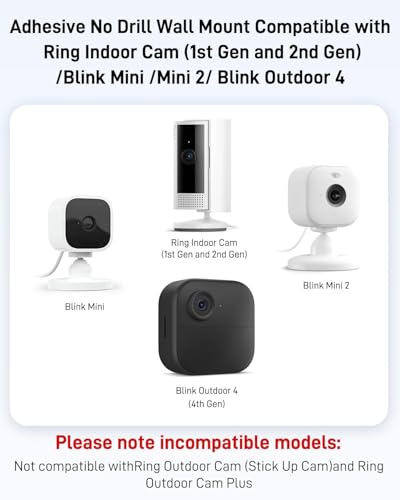 No Drill Ring Indoor Cam Adhesive Wall Mount Bracket, Strong Durable Adhesive Camera Mount Stand for Ring Indoor Cam and Indoor Cam Plus/Blink Mini 2K+/Outdoor 4 Mount, 2 Pack Mount Bracket