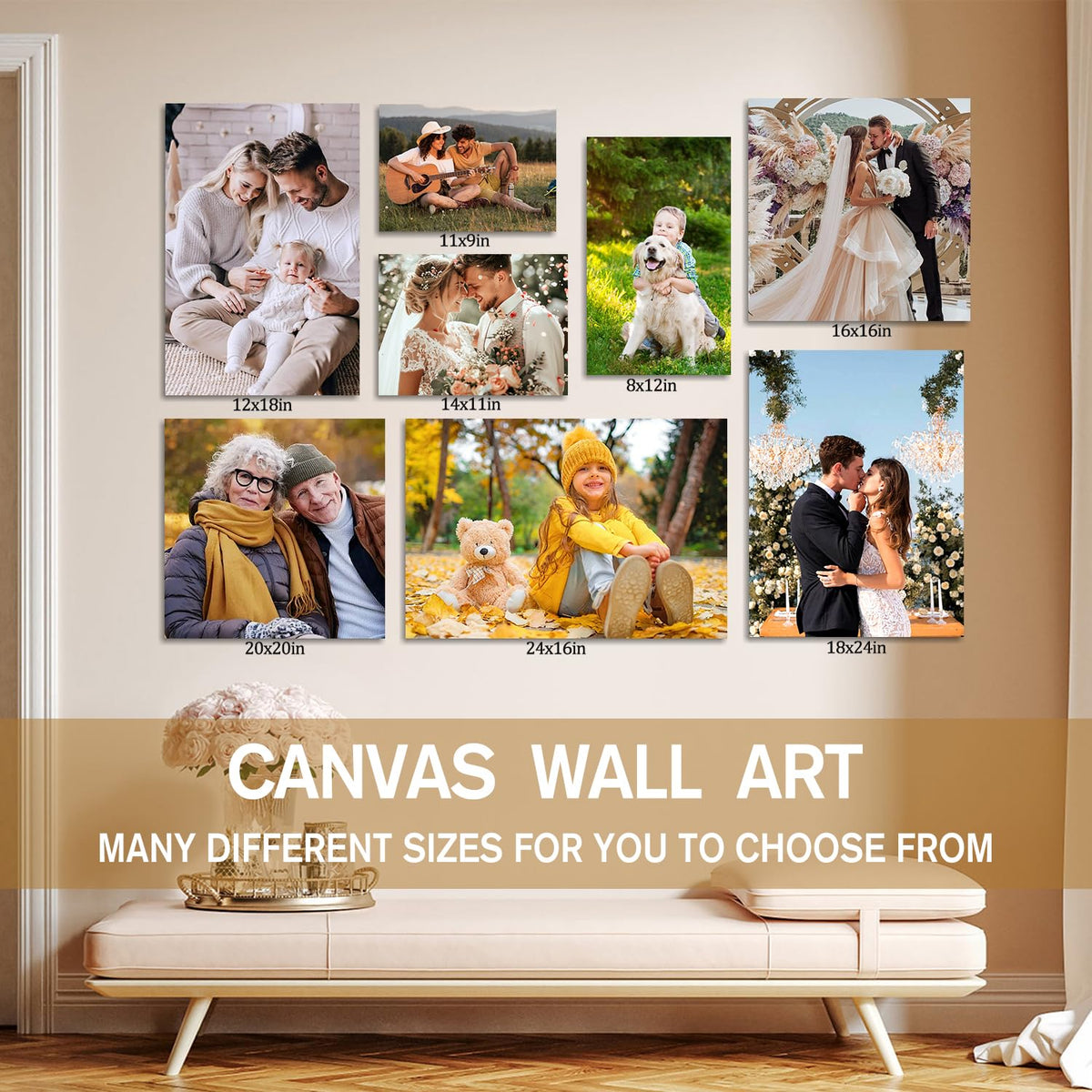 Canvas Prints with Your Photos,Ship Next Day Custom Wall Art for Home Decor | Perfect Custom Photo Gifts for Wedding, Birthday, Family & Friends - Ready to Hang Canvas Pictures Framed 8x10