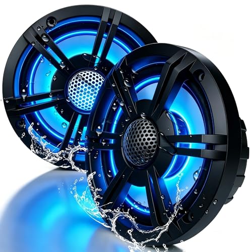 6.5" 800W Marine Speakers, IP66 Waterproof Boat Stereo Speakers with LED Lights, 2-Way Coaxial Audio, Y35 Woofer, for Marine/ATV/Motorcycle/Golf Cart/Motorhome/Powersports/Patio/Poolside/Deck/Home