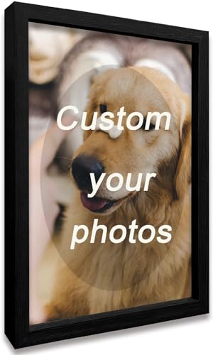 Framed Custom Canvas Prints with Your Photos Personalized Photo to Canvas Print Gifts for Couples Friends Family Baby Pets (Black, 8" L x 10" W)