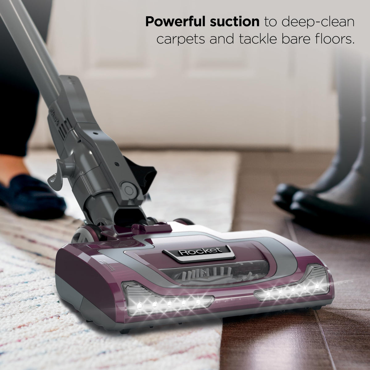Shark Rocket Pet Plus Corded Stick Vacuum, Lightweight, Bordeaux, HV322 | Carpet, Area Rug & Hard Floor Cleaning, Handheld Vacuum for Pet Hair, XL Dust Cup, LED Headlights, Crevice & Upholstery Tool​