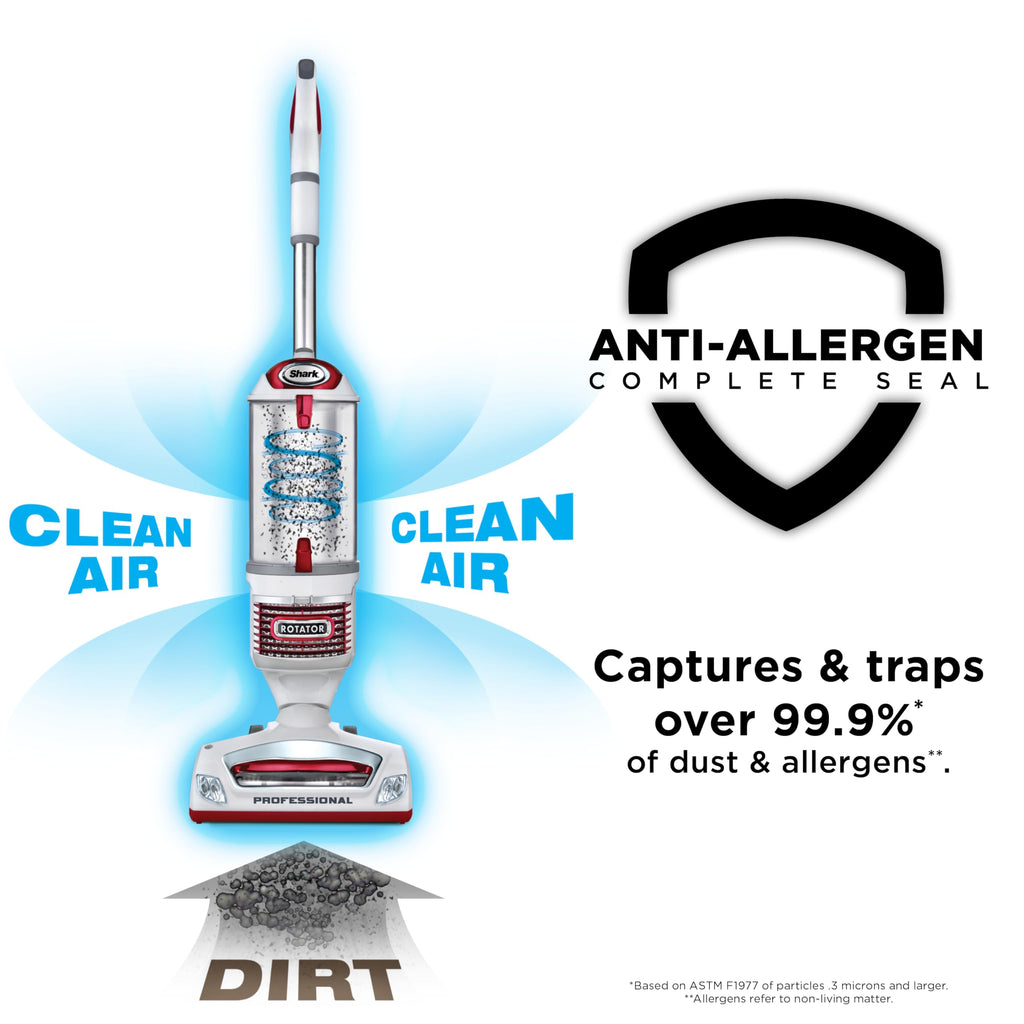Shark Rotator Lift-Away Upright Vacuum with HEPA Filter, White/Red, NV501 | Lift-Away Pod, 0.9-Qt Dust Cup, Swivel Steering, LED Headlights, Wide Upholstery Tool, Dusting Brush and Crevice Tool