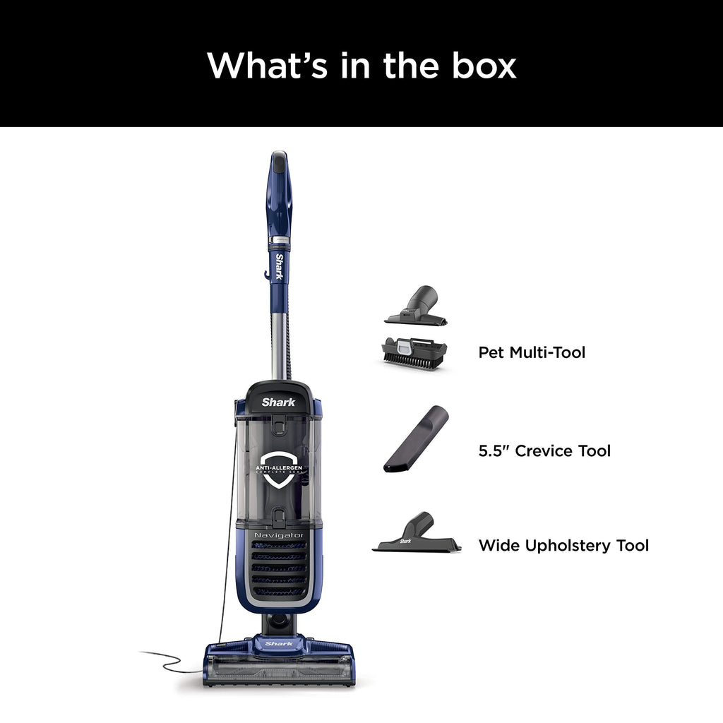 Shark Navigator Swivel Pro Upright Vacuum, HEPA, Pet Hair, Navy, NV151 | Swivel Steering, Powerful Suction, Lightweight Design, 11-Ft Reach, Crevice Tool, Upholstery Tool and Pet Power Brush