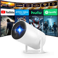 [Built-in Apps] Mini Projector with Wifi and Bluetooth 1080P Supported | Portable Small Projector with Android 14, 180° Rotation/Manual Focus/Auto Keystone, Compatible with HDMI/USB/Smartphone