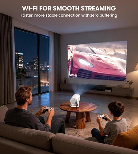 Miroir Roku TV Smart Projector with WiFi and Bluetooth, 150 ANSI, Dolby Audio, 270° Rotatable Stand, Auto Keystone & Zoom — Portable Mini Outdoor Movie Projector with Roku Streaming Built-in