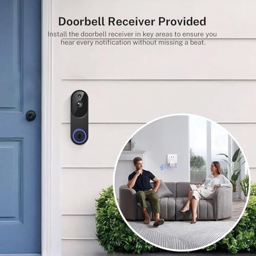 Orbitell 1080p Wireless Wi-Fi Video Doorbell Camera with Two Way Audio, Night Vision, Cloud Storage, Smart AI Motion Detection, Support 2.4GHz Wi-Fi only