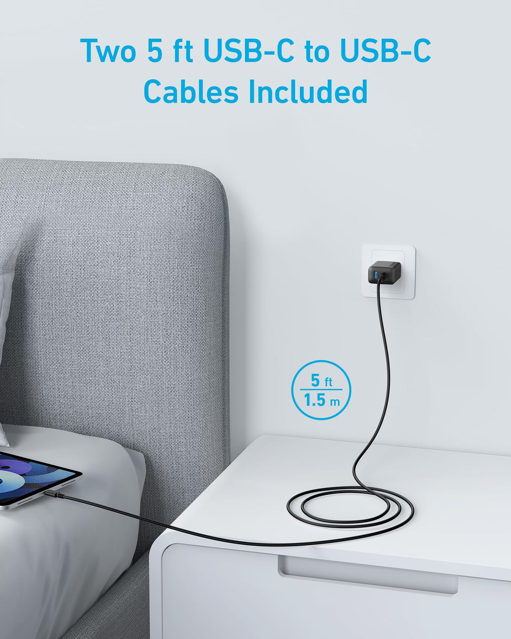 Anker Phone Charger, 20W USB C Charger Block, Type C Charger Fast Charging | For iPhone 18 Pro/17/17 Plus/17 Pro Max/16/16 Plus/16 Pro Max/15 Pro Max/iPad Pro and More (2-Pack with 2 Cables, Black)
