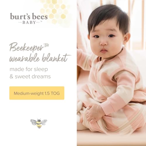 Burt's Bees Baby Organic Beekeeper Infant Wearable Blanket, Unisex Swaddle | Cozy 2-way zip sleep sack is available in lightweight 0.5 TOG or medium weight 1.5 TOG options for a great night's sleep