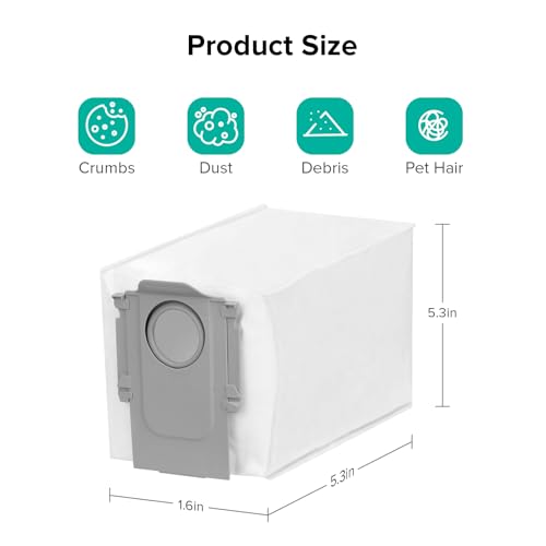 roborock 6 Packs Disposable Dust Bags for Saros 10R, Saros Z70, Saros 20, Qrevo Edge 3 Pro, QV 35A, Qrevo CurvX, Qrevo Curv 2 Flow, Qrevo S Pro, Qrevo 2 Pro, Saros 20 Sonic, S8 Max Ultra & RDS