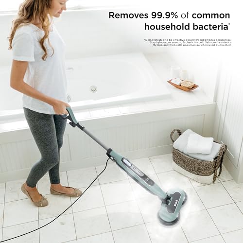 Shark Steam & Scrub Steam Mop, All-in-One Hard Floor Cleaner, Grey, S8001 | LED Headlights, 4 Dirt Grip Soft Scrub Pads Included, XL Water Tank, Swivel Steering