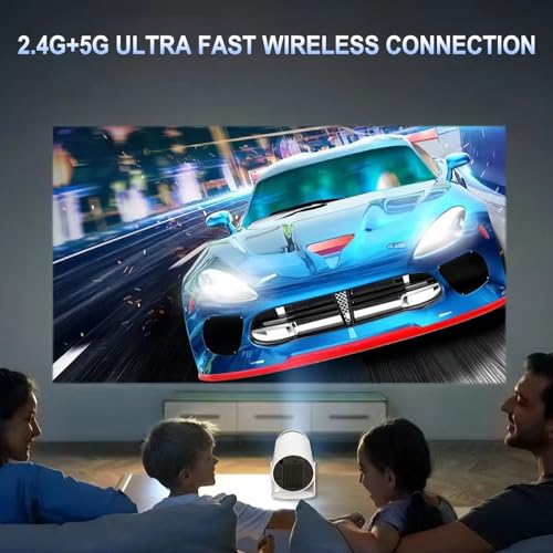 Mini Projector, Portable Smart Projector 4K WiFi 6 BT 5.4 [Built-in App] | Auto Keystone, Movie Projector Compatible With HDMI/USB/TV Stick/Smartphone/Laptop/PS5 Home Theater 180° Rotation White