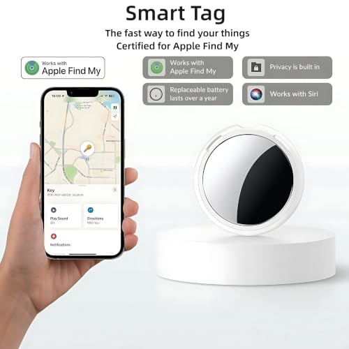 4 Pack Smart Tracker Tags MFi Certified Item Finder Apple Find My iOS Only | Bluetooth Air Worldwide Tracking Tracker Tags Waterproof Key Finder Locator with Sound for Luggage Wallet Pets Dogs Cats