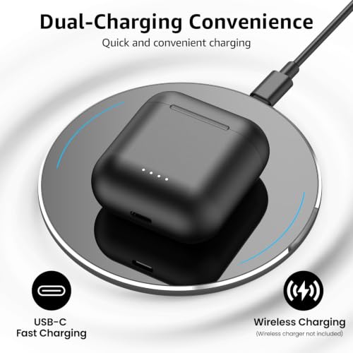 TOZO T6 Wireless Earbuds Bluetooth 5.3 Stereo Sound in Ear Headphones | OrigX Stereo Deep Bass, 40H Playtime, Lighter Ear buds, IPX8 Waterproof, wireless Charging Case, 32 EQs via APP Dark Black