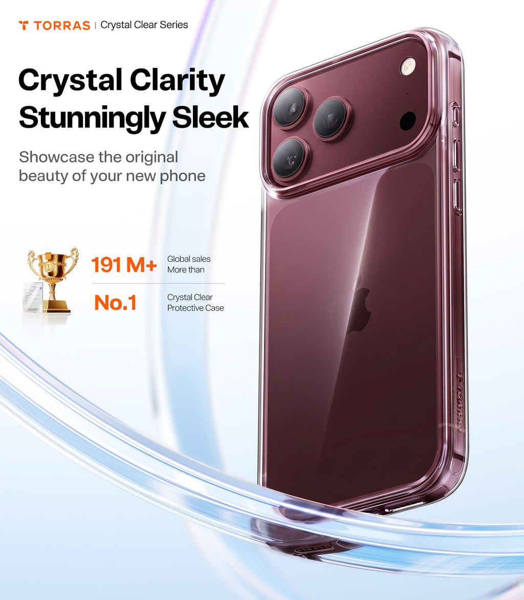 TORRAS for iPhone 18 Pro Case Crystal Clear, Upgraded Anti-Yellowing, 6.3'' | 2026 Upgraded Non-Yellowing, Military-Grade Protection, Ultra-Slim Soft Bumper Case for iPhone 18 Pro Phone Case Anti-Scratch