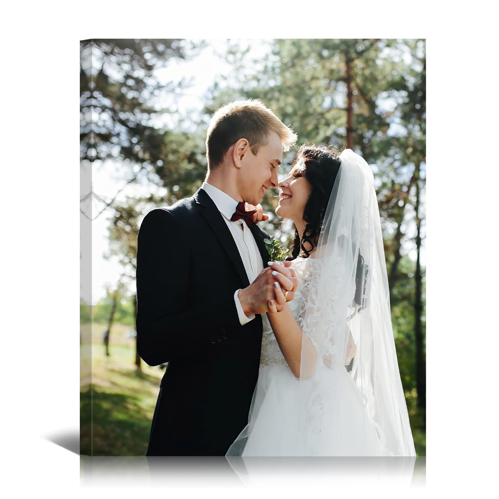 Custom Canvas Prints with Your Photo, Personalized Picture Wall Art 8x10in | Ship Next Day, Custom Photo Gifts for Mom Dad Pet Couple Family Wedding Anniversary, Floating Frame Available, Ready to Hang