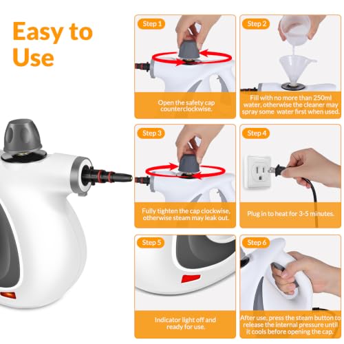 Handheld Steam Cleaner, Pressurized Hot Steam with 12 Accessories for Home
