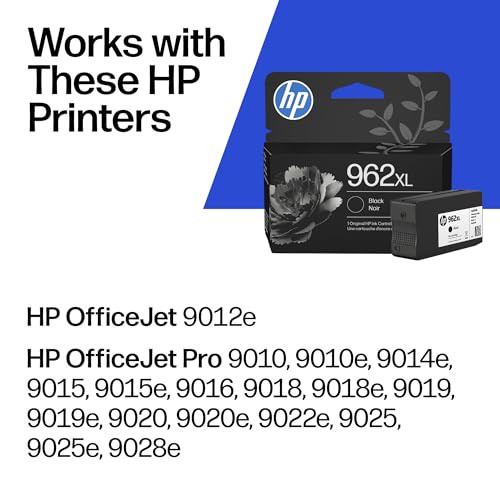 HP 962XL Black High-Yield Ink Cartridge | Works with OfficeJet 9010, Pro 9010, 9020 | Eligible for Instant Ink | 3JA03AN