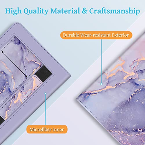 Fintie Stand Case for 6" Kindle 11th Generation 2024/2022, Lilac Marble | Foldable Kickstand PU Leather Cover, Card Slot & Hand Strap, Auto Sleep/Wake, for All-New Kindle 2024/2022 11th Gen e-Reader
