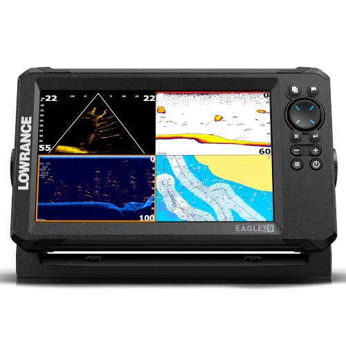 Lowrance Eagle Eye 9 Live Sonar Fish Finder with Preloaded C-MAP Charts | 9-inch IPS display, Live Forward, Live Down, CHIRP, FishReveal, included transducer