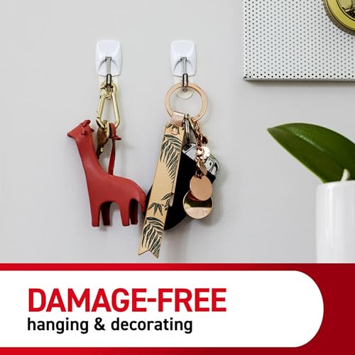 Command Small White Wire Hooks, 16 Hooks, 24 Strips | Damage-Free Hanging with Adhesive No Tools Wall Hooks for Hanging Decorations in Living Spaces, Holds up 0.5 lb