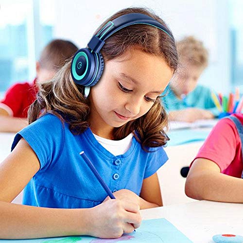 noot products K11 Kids Headphones with Wired Cord 3.5mm Jack Navy/Teal | 5ft Long Cord, Tangle Free, Foldable, Plug in On-Ear Headset for School, Classroom, Boys, Girls, Toddler Laptop Travel Tablet