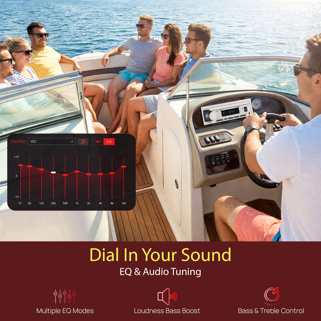 Pyle Marine Radio Single DIN Receiver – Bluetooth Wireless Streaming, AM/FM Tuner, USB/AUX MP3 Playback, Hands-Free Calling, Remote Control, RGB Buttons, Splash-Resistant Stereo Upgrade