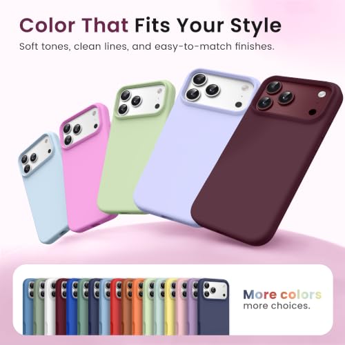 GONEZ for iPhone 18 Pro-Max Case/17 Pro Max Case, Compatible with MagSafe | Burgundy, Screen Protector, Full Camera Protection, Premium Silicone Cover Shockproof Drop Protection Slim Phone Case