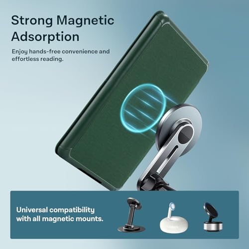 CoBak Stand Case for 7" Kindle Paperwhite & Kindle Colorsoft 12th Gen 2024 | Lightweight Stand with Right Hand Strap, Compatible with iPhone MagSafe and Other Wireless Charging Pads, Dark Green