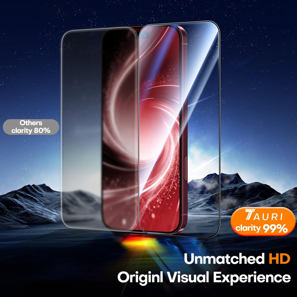 TAURI 2 Pack for iPhone 18 Pro Screen Protector, 1-Step Install | Auto Dust Removal, Full Coverage, Anti-Scratch Bubble-Free, (Ultra HD) Military-Grade 9H+ Tempered Glass for iPhone 18 Pro