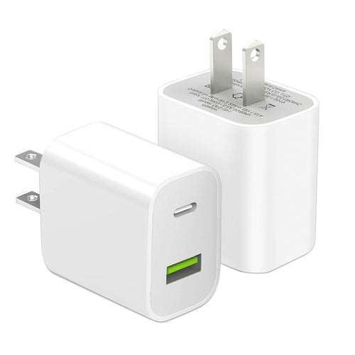 2 Pack USB C Charger Block, Dual Port Type C Wall Charger Charging Power Adapter Cube for iPhone 14/14 Pro/14 Pro Max/14 Plus/13/12/11, XS/XR/X, iPad, Samsung, More