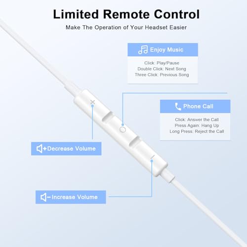 2 Pack [Apple MFi Certified] Wired Headphones for iPhone 14 13 12 Pro Max | Wired iPhone Earphones Built-in Mic & Volume Control Nosie Reduction Headsets,Lightning Ear Buds for iPhone 14 13 12 11 XS XR