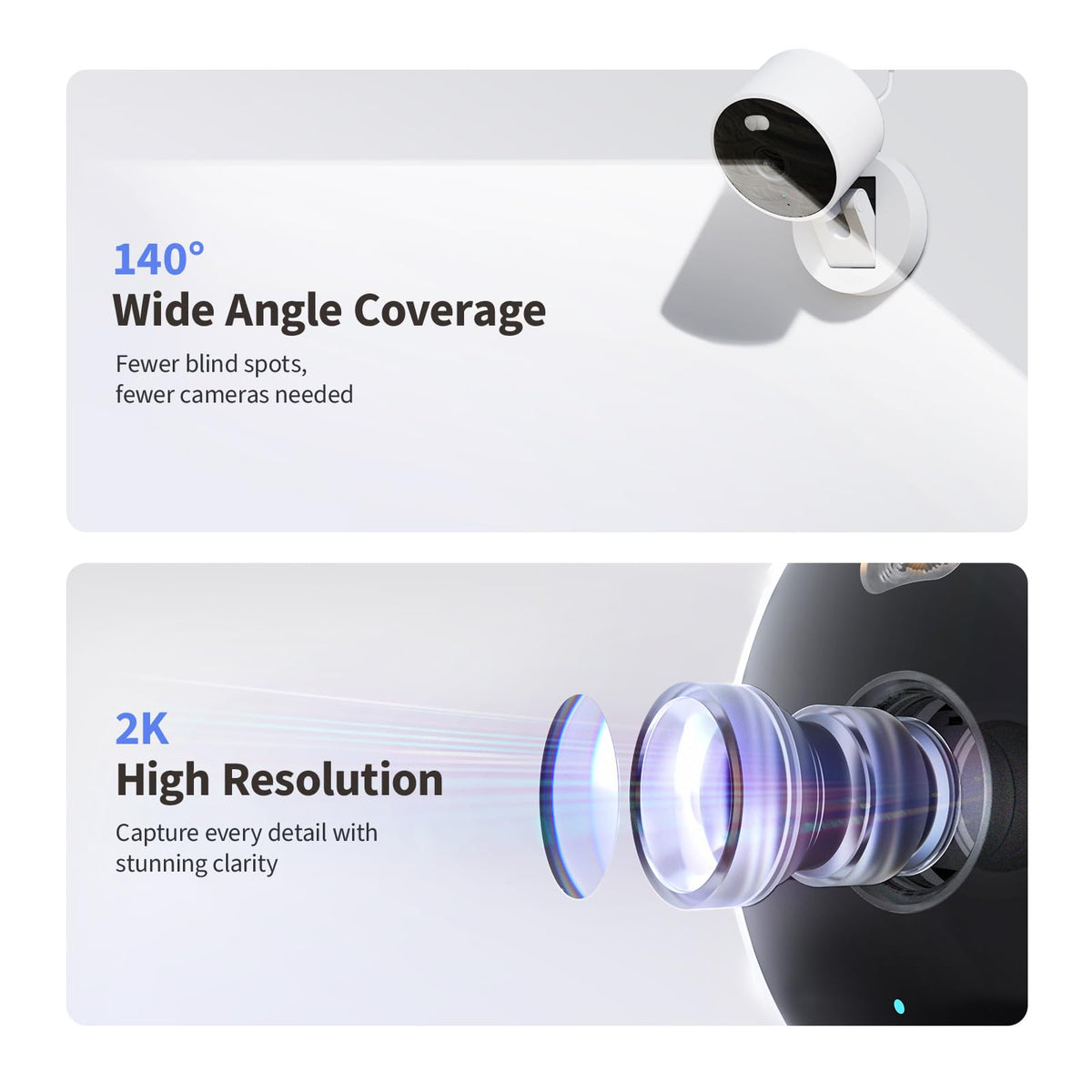 Aqara 2K Indoor/Outdoor Security Camera G100, HomeKit Secure Video, White | 2-Way Audio, Spotlight Color/IR Night Vision, AI Detection, 140° FOV, Wi-Fi 6, Supports HomeKit, Alexa, Google and IFTTT