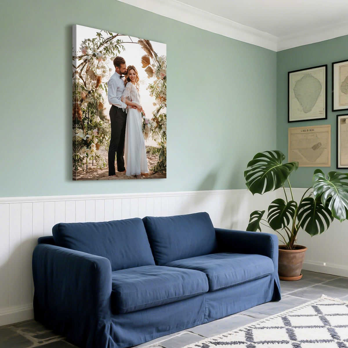 Custom Canvas Prints with Your Photos - Personalized Pictures Print, Customized Photo Gifts, Wall Art Poster Canvas Printing for Wedding, Family, Baby, Pets, Home Office Decor, Wrapped Frame 8x12