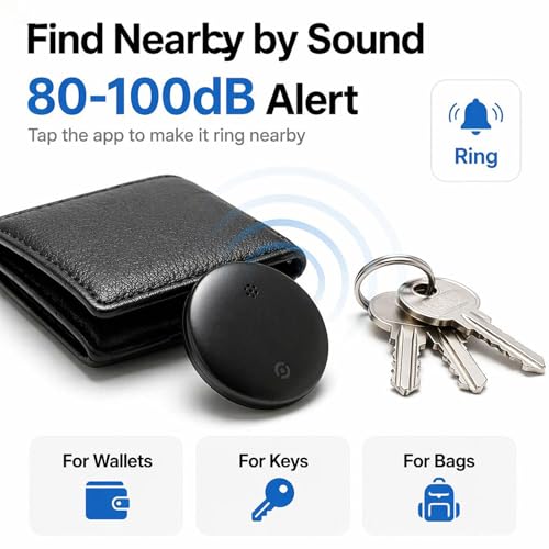 RGIMF GPS Tracker for Vehicles No Subscription, iOS & Android Dual System | Precise Location Car Tracker Tag, IP66 Bluetooth Tracker Device for Key, Luggage, Wallet, Kid and Pet (2-Pack)