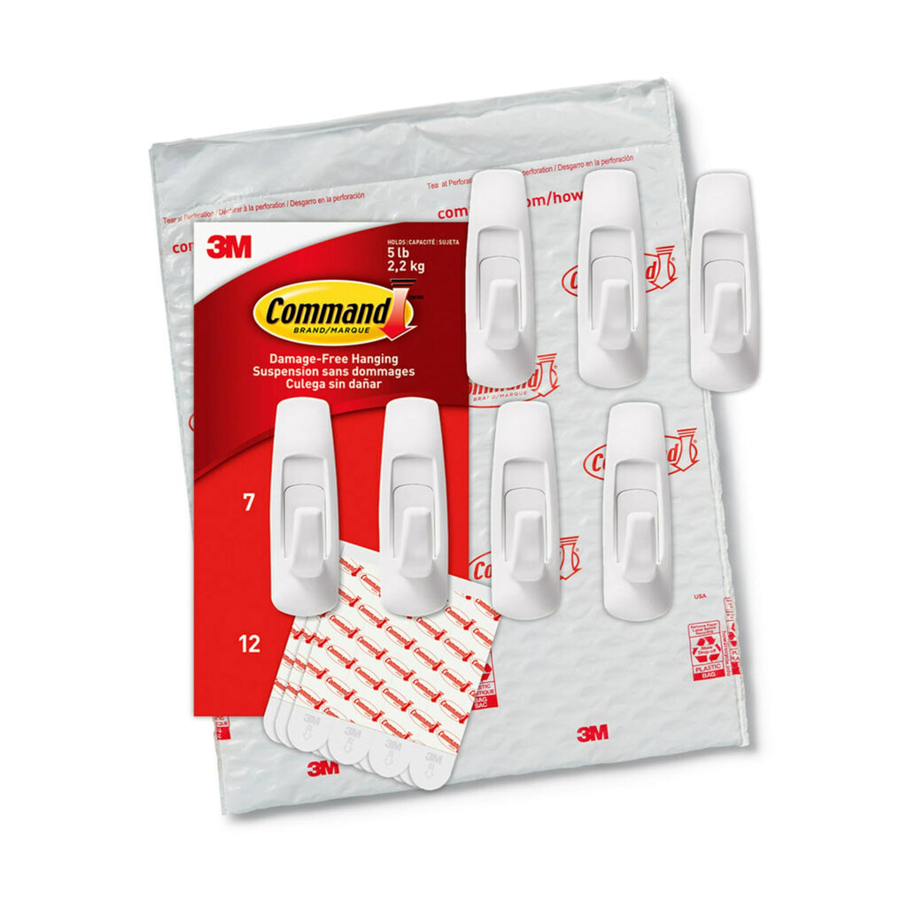 Command Large Utility Hooks, 7-Hooks, 12-Strips, Organize Damage-Free | Damage-Free Hanging Wall Hooks with Adhesive Strips, No Tools Adhesive Hooks for Hanging Decor, Holds up to 5 lb